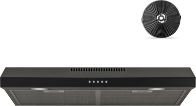 30'' Black Under Cabinet Range Hood, 300 CFM, Ducted/Ductless, LED Lights