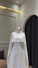 Romantic Wedding Dresses 3D Flowers Appliques Cape Modest Bridal Gowns