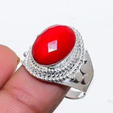 Red Coral Gemstone 925 Sterling Silver Jewelry All Size Ring For Gift