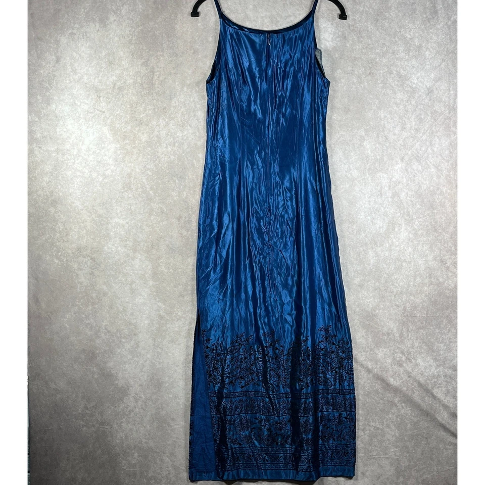 Maxi Vestido Sin Mangas Vintage All That Jazz Para Mujer 9/10 Azul Bordado Cachemira Y2K Foto 4 de 4