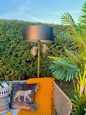 Vintage Style Retro 70s Gold Palm Tree Battery Operated LED Floor Lamp Light
