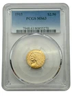 1915 $2.5 Indian Head Gold Quarter Eagle, PCGS MS63, Nice Original Coin.