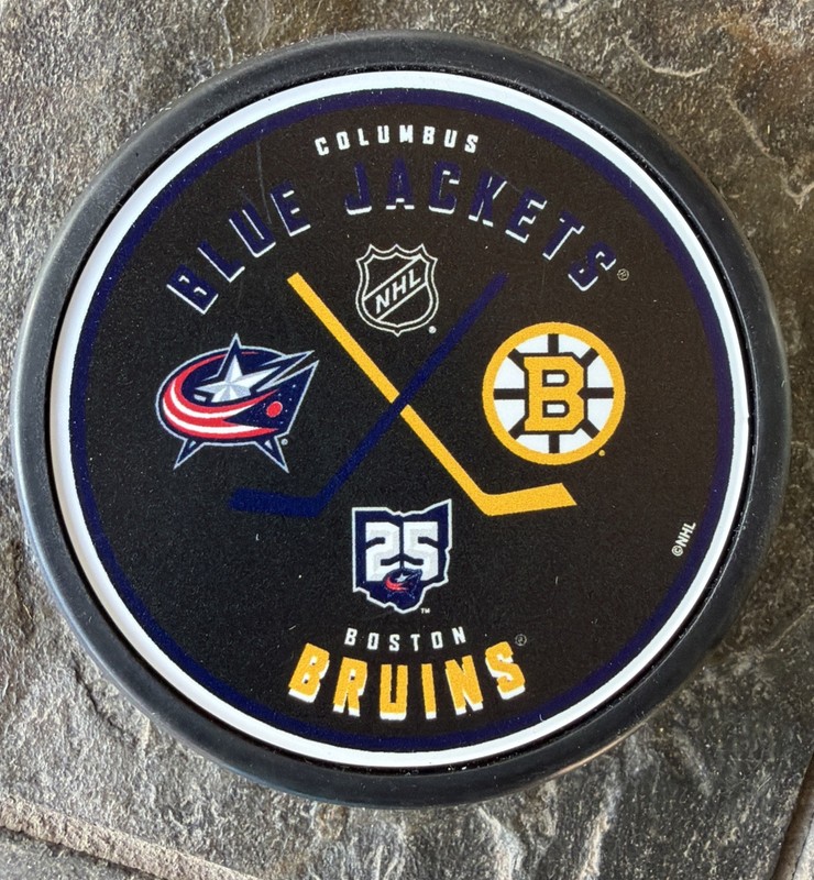 Blue Jackets Vs Bruins Hockey Puck 25th Anniversary Match Up Puck Boston