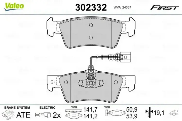 Brake pads Rear Axle 302332 VALEO for VW TOUAREG