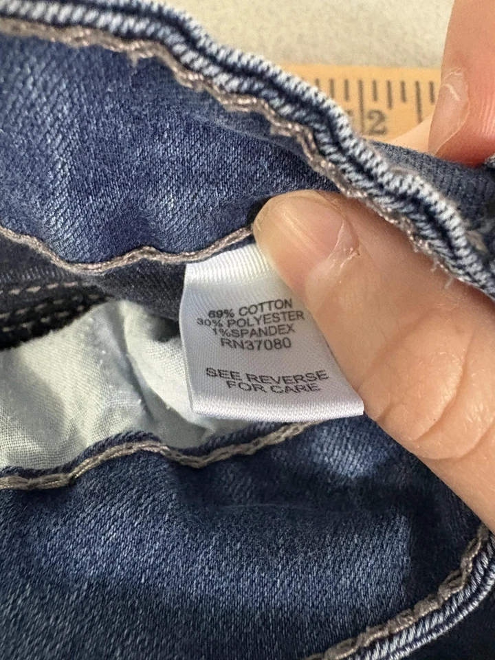 Saia jeans Cato meninas 14 azul elástica comprimento do joelho bolsos com aba traseira zíper mosca - Imagem 4 de 4