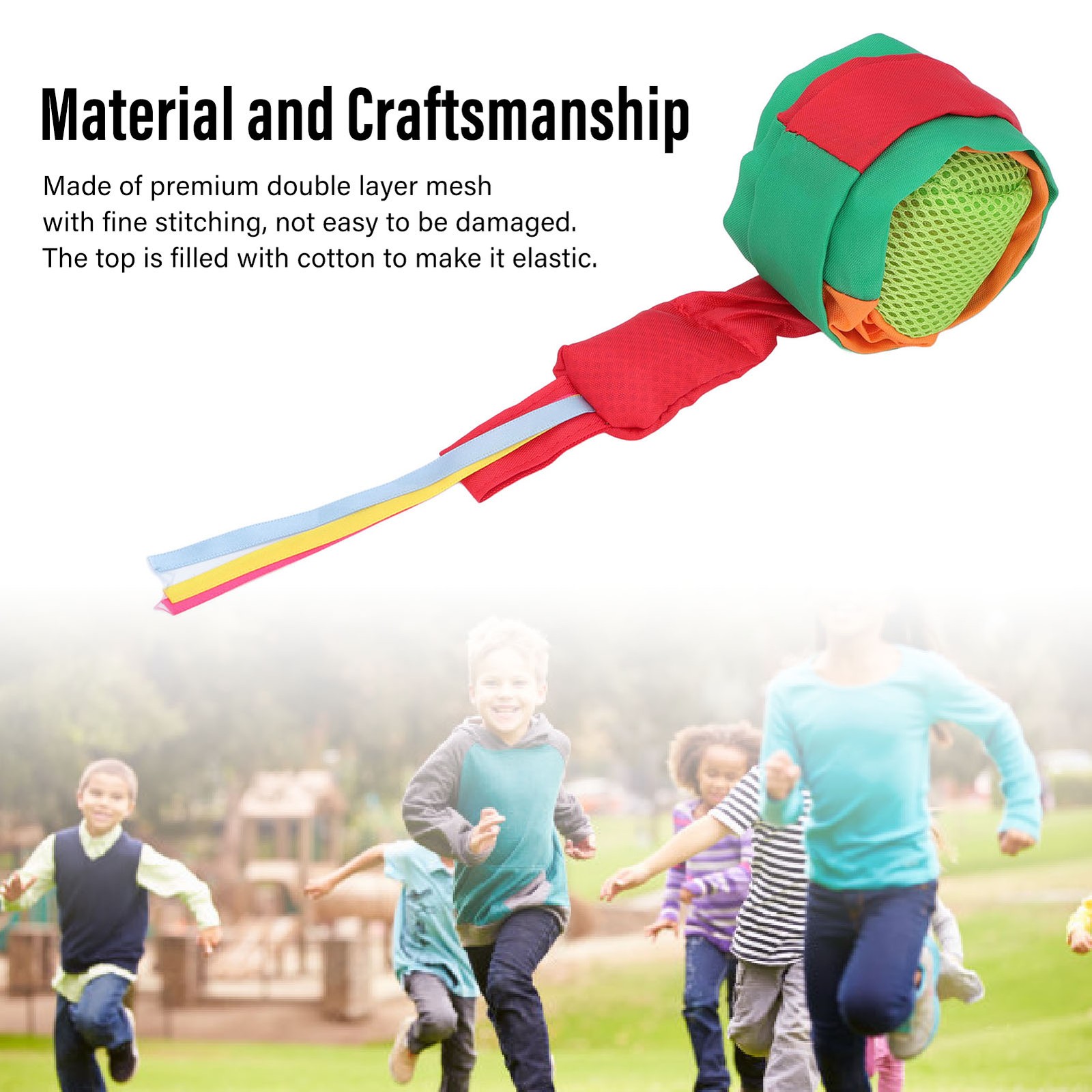 (Orange Green Red)Catch Tail Ball Educational Safe Eye Catching Throw Ball AJ