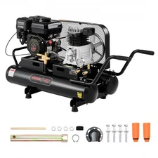 VEVOR 9 Gallon Twin-Tank Gas Powered Air Compressor,6.5HP 9CFM Gas Driven Air Co