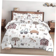 Size Comforter Set with 2 Pillowcases, Farm Animal Tractor House King Multi 2