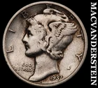 1937 Silver Mercury Dime - Scarce  Better Date  No Reserve  #G9388