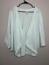 Pure Jill by J.Jill Open Drape Cardigan Light Blue 100 Cotton Lightweight Large