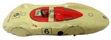 VINTAGE BILLER-TOY CREAM TIN RACING CAR MADE IN U.S ZONE GERMANY  PLAY WORN