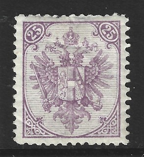 ÖSTERREICH BOSNIEN HERZEGOWINA 1879 Steindruck 25 Kr. LZ 12 ungebr. / MH
