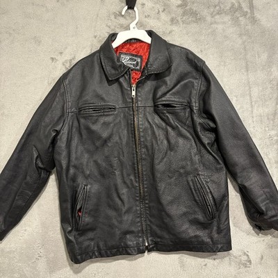 Vintage Redsand Jacket Men Large Black Zip Leather Lined Loose 90s