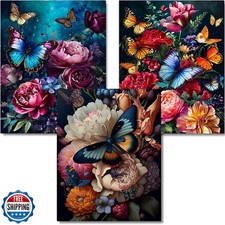 OFRKE Diamond Painting Kits for Adults,3 Pack Flower Butterfly Diamond Art fo