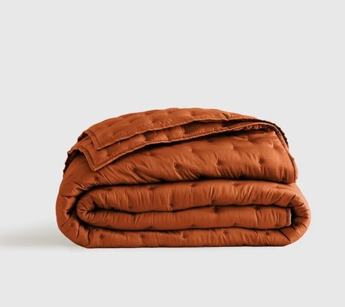 Quince Organic Bamboo Quilt Terracotta Color Twin NWOT Open Box BONUS EURO SHAM