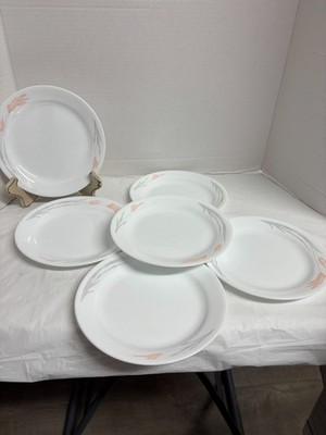Corelle Floral Wisp Bread/Salad/Dessert Plates - 7.25'' White & Peach Set of 6