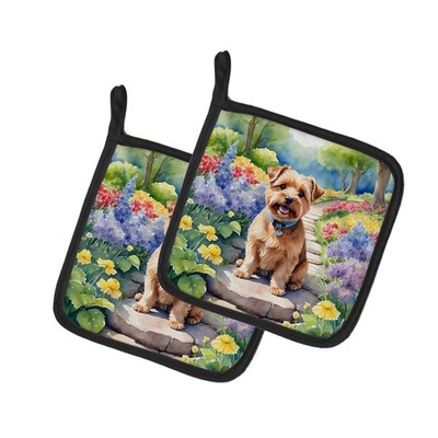 Caroline's Treasures Norfolk Terrier Spring Path Pair of Potholders DAC6677PTHD