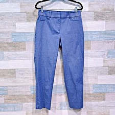 LOFT The Curvy Riviera Pant Blue Mid Rise Ankle Crop Office Work Career Womens 2