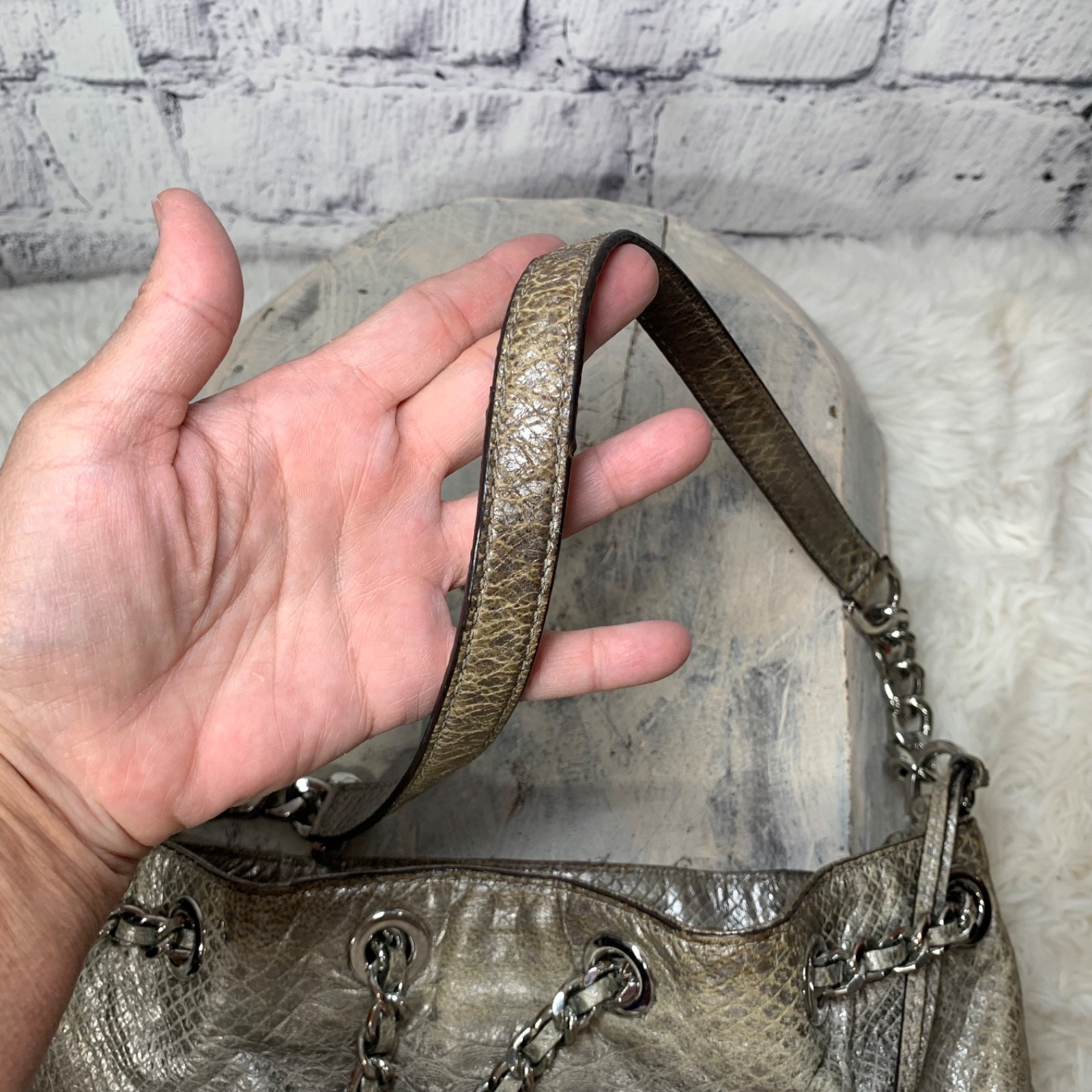 Michael Kors Frankie Python Embossed Leather Draw… - image 18