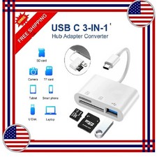 USB C 3 in 1 Hub Converter Type-C Adapter SD Card Reader For MacBook Pro Laptop
