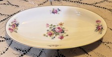 Czechoslovakian Porcelain Oval Handled Relish Dish with Floral Garland Border — listing 6