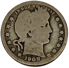 1908 D Barber Quarter Dollar 25 Cents Good Circulated Condition - 1873