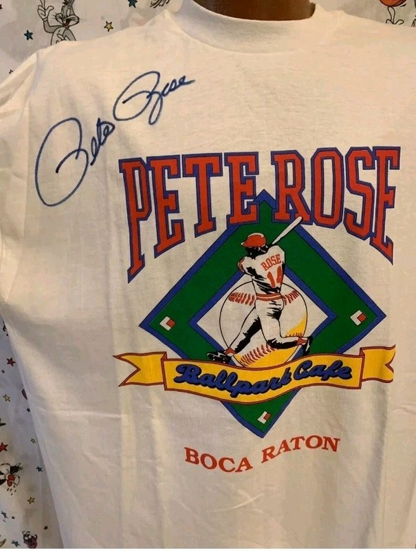 🔥Pete Rose "Ballpark Cafe" Autographed T-Shirt ...JSA🔥 Authenticated!!