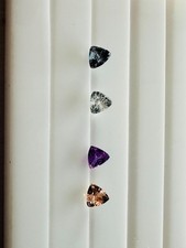 Natural Multi-Color Fancy Sapphire- 1.71 Cts- 5mm Lot - Trillion Cut - 4 Pieces