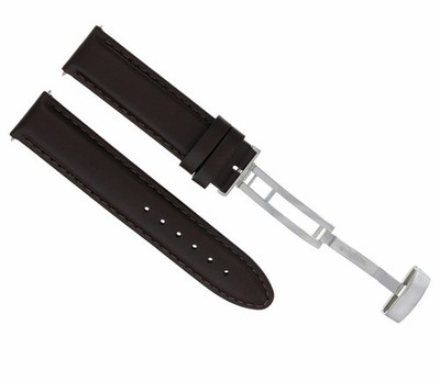 20mm Dark Brown Calf Leather Replacement Watch Strap Clasp For Longines