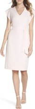 NEW Eliza J Size 6 Women's Sheath Dress Ruffle Sleeve Light Pink Formal Cocktail
