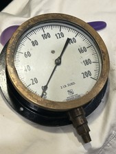 Large Vintage Ashcroft Mfg Co. Pressure Gauge , Bronze Tube , Duragauge