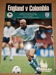 England Vs Columbia Football Programme Wembley Stadium 06/09/1995