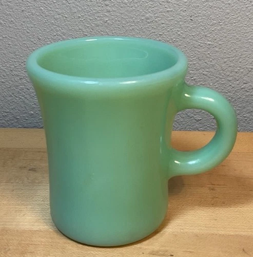 Vintage Jadeite Fire King C Handle Mug Heavy Oven Restaurant Ware 3.5"