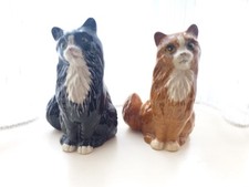 Royal Doulton Vintage brown and black small cat figurines stamped and numbered