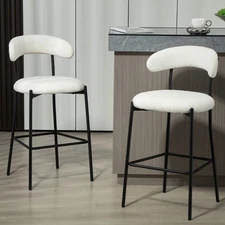 Teddy Bar Stools: 26" Counter Height, Snow