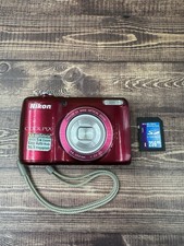 Nikon Coolpix L26 16.1MP Digital Camera 5x Optical Zoom Red w/256SD Card-Tested
