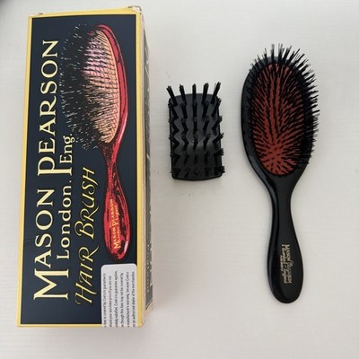USED Mason Pearson Pure Boar Bristle Pocket Brush With Cleaning Brush