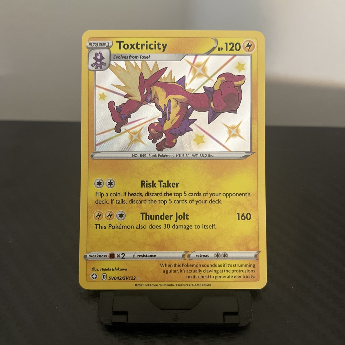 shiny toxtricity pokemon card Toxtricity VMAX Rainbow Shiny Holographic UV Printed Plastic Card