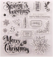 Merry Christmas Season'S Greeting Clear Stamps for Card Making or Journaling, Sn