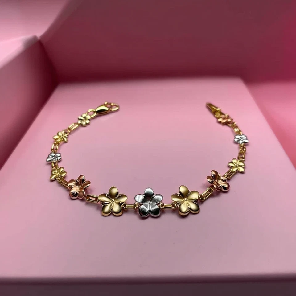 🌸🪷Hawaiian flowers! - 14k. Solid Gold Bracelet - SIMONIAN® Jewelry Factory🌸🌺 - Image 3 of 3