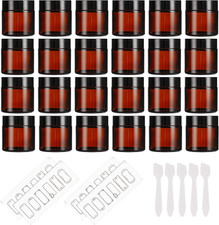 24 Pack 2Oz Amber Glass Jars with Black Lids, round Empty Containers for Scrubs,