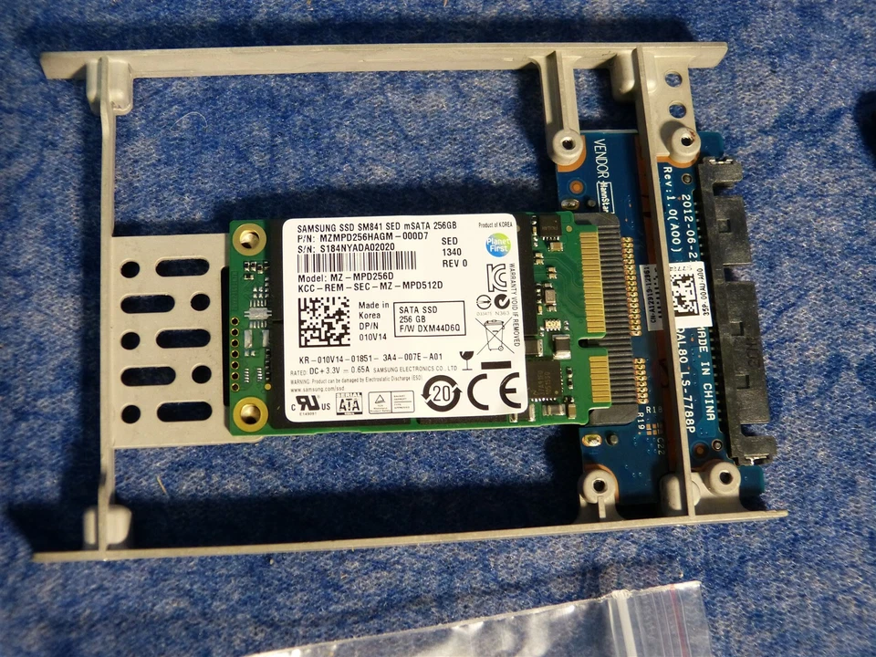 SamsungSSDSolidStateDrive mSATA 256gb MZMPD256HAGM-000D7 2.5"&3.5" Trays (BN503) - Image 2 of 3