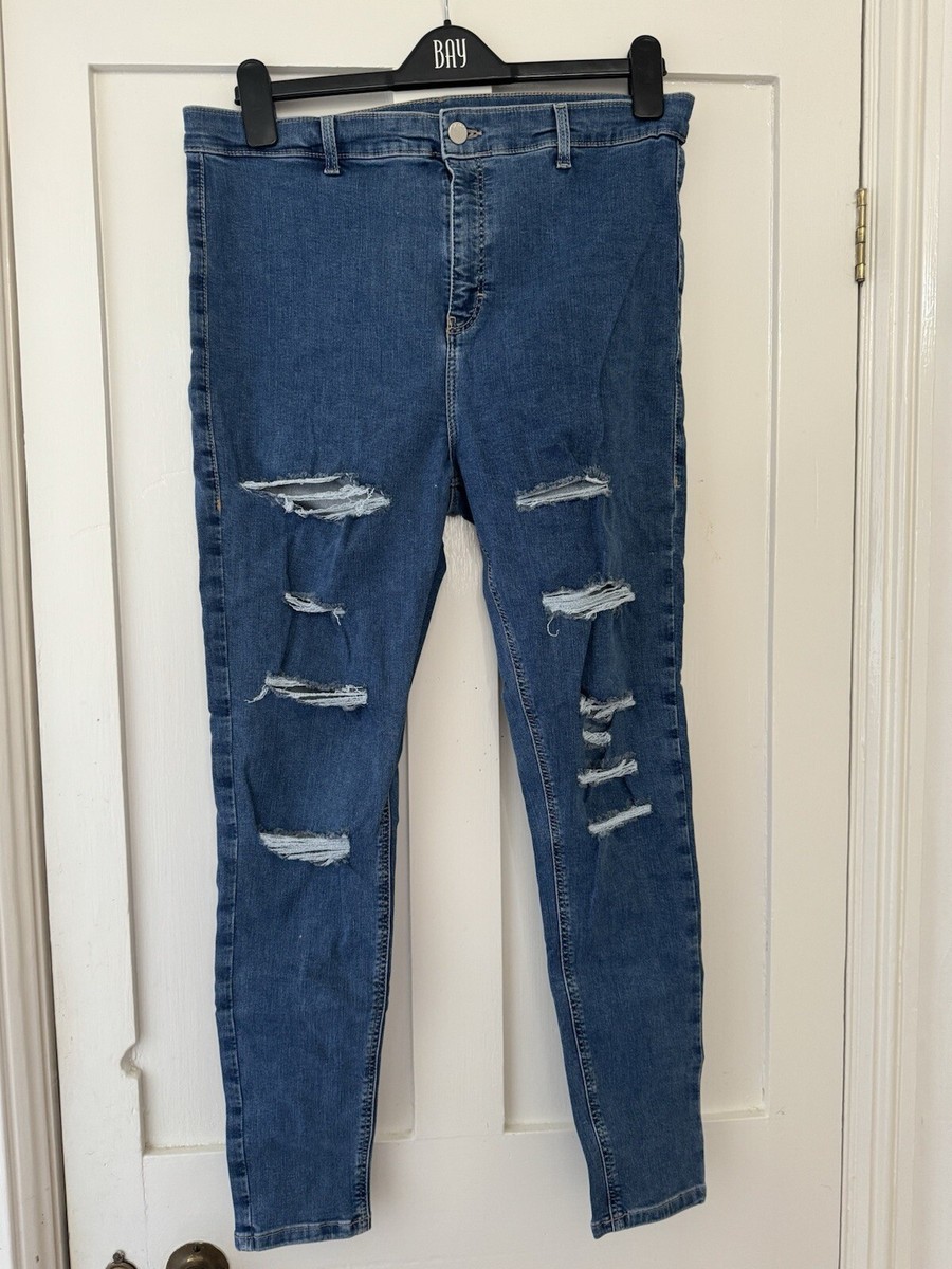 Topshop blue ripped skinny Joni jeans, W36 L32 UK