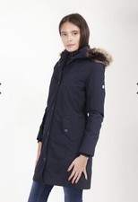 Barbour Mast Navy Waterproof Hooded Long Coat Jacket Uk16 Eu42 Us12 New