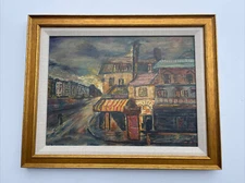 ANTIQUE PAINTING IMPRESSIONISM LANDSCAPE URBAN REGIONALISM MID CENTURY CURRIE
