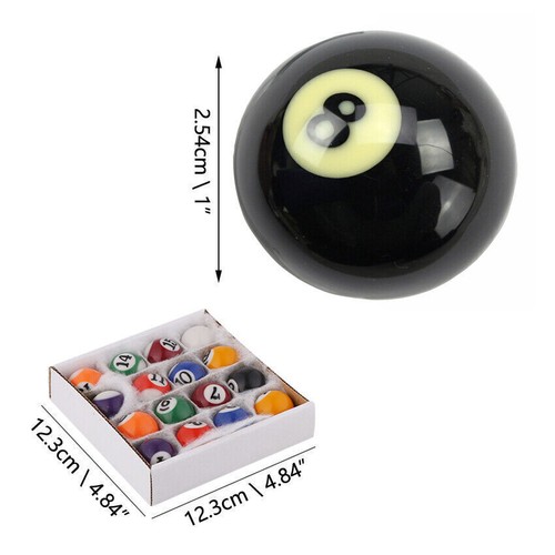 16 Pcs 1" Mini Miniature Balls Pool Table Billiard Deluxe Child's Toy In Box Set - Picture 3 of 7