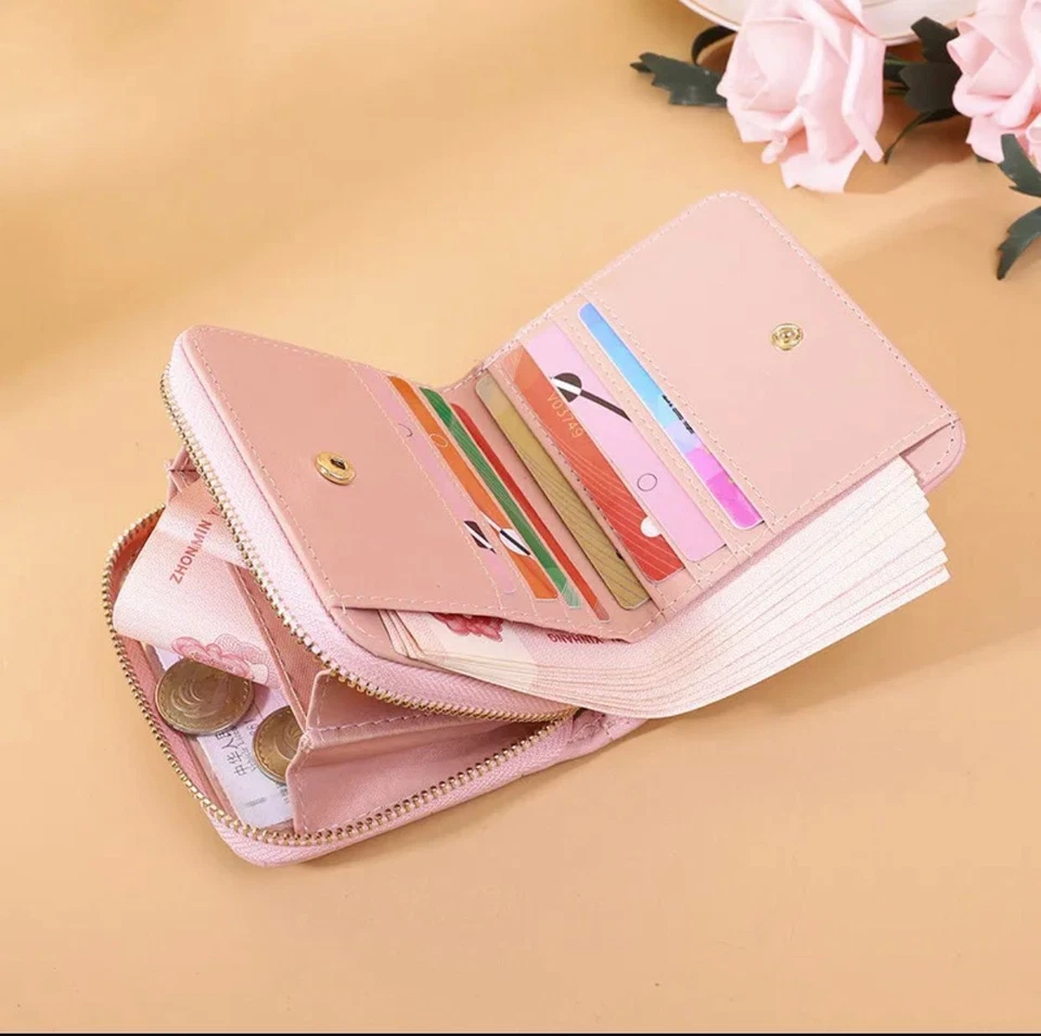 Women's Compact Folding Leather Wallet - Multi-Pocket Coin & Card Holder​ - Image 3 of 4