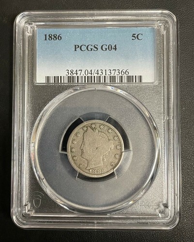 1886 Liberty Nickel PCGS G-4, Key Date, Low Mintage Coin