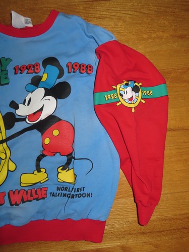 Vintage Mickey & Co Label MICKEY MOUSE 1928-1988 STEAMBOAT WILLIE MED Sweatshirt - Picture 3 of 9
