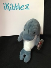 TY Beanie Babies Echo the Dolphin RARE misprint swing tag & tush tag with PVC